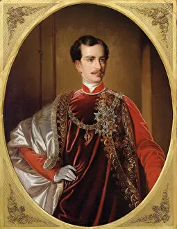 Franz Joseph I Gallery: Portrait of Emperor Franz Joseph I of Austria, ca 1855. Creator: Anonymous
