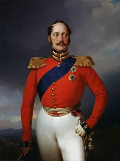 Nikolay Pavlovich Prints: Portrait of Emperor Nicholas I, (1796-1855), 1847. Artist: Franz Kruger