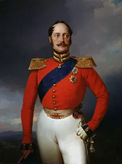 Tsar Nicholas I Collection: Portrait of Emperor Nicholas I, (1796-1855), 1847. Artist: Franz Kruger