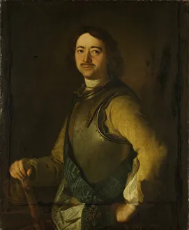 Portrait of Emperor Peter I the Great (1672-1725), Early 18th cen.. Artist: Anonymous Portrait of Emperor Peter I the Great (1672-1725), Early 18th cen.. Artist: Anonymous