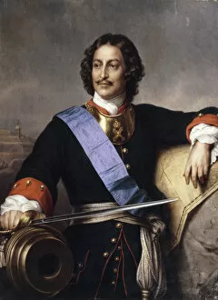 Images Dated 2nd April 2014: Portrait of Emperor Peter I the Great (1672-1725). Artist: Delaroche, Paul Hippolyte (1797-1856)