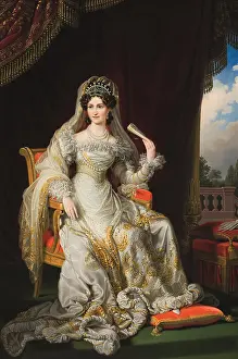Portrait of Empress Caroline Augusta of Austria (1792-1873), 1824. Creator: Krafft, Johann Peter (1780-1856)