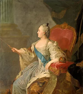 Russian History Gallery: Portrait of Empress Catherine II (1729-1796), 1763. Artist: Rokotov, Fyodor Stepanovich (1735-1808)
