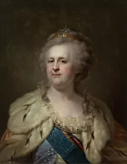 Autocrat Gallery: Portrait of Empress Catherine II (1729-1796), 1790s. Creator: Lampi, Johann-Baptist von