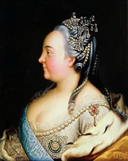 Portrait of Empress Elisabeth with Pearls, c1768. Artist: Heinrich Buchholz Portrait of Empress Elisabeth with Pearls, c1768. Artist: Heinrich Buchholz