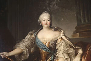 Images Dated 21st June 2011: Portrait of the Empress Elizabeth Petrovna, 1758. Artist: Louis Tocque