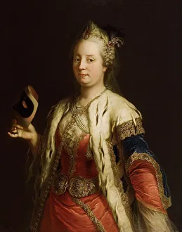 Portrait of Empress Maria Theresia of Austria (1717-1780) with mask a la Turque, before 1750. Artist: Meytens, Martin van, the Younger (1695-1770)