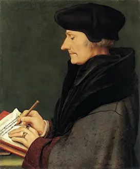 Holbein Hans Prints: Portrait of Erasmus of Rotterdam writing, 1523. Creator: Hans Holbein the Younger