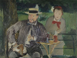 Portrait of Ernest Hoschede with his Daughter Marthe, c. 1876. Artist: Manet, Edouard (1832-1883)