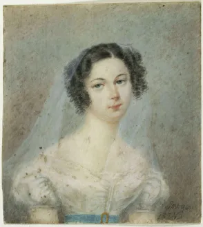 Honor And Xe9 Prints: Portrait of Ewelina Hanska, nee Rzewuska (1801-1882), 1820s. Creator: Anonymous