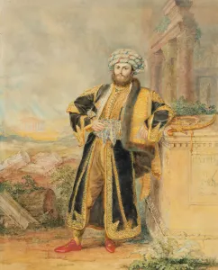Portrait of His Excellency Alexandros Mavrokordatos (1791-1865) als a Greek freedom fighter in Turkish dress. Private Collection Schwitzerland Collection: Portrait of His Excellency Alexandros Mavrokordatos (1791-1865) als a Greek freedom fighter in Turki