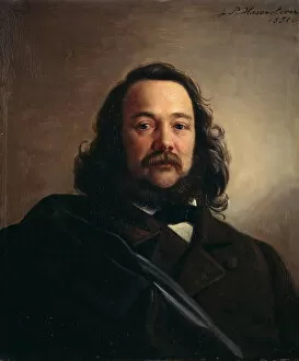 Biedermeier Collection: Portrait of Ferdinand Freiligrath (1810-1876), 1851. Creator: Hasenclever, Johann Peter