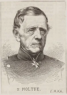 Blackwhite Prints: Portrait of Field Marshal Helmuth Graf von Moltke (1800-1891), c. 1870. Creator: Anonymous