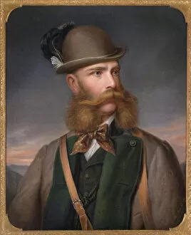 Franz Joseph I Of Austria Gallery: Portrait of Franz Joseph I of Austria in Hunting Dress, 1877. Artist: Mahlknecht, Edmund (1820-1903)