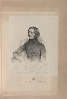 Franz Liszt Prints: Portrait of Franz Liszt (1811-1886), 1838. Creator: Kriehuber, Josef (1800-1876)