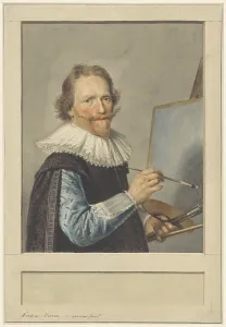 Goatee Prints: Portrait of Frederik Hendricksz. Vroom in front of his easel, 1610-1717. Creator: Anon
