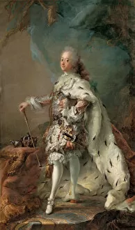 Carl Gustaf 1711 1793 Gallery: Portrait of Frederik V (1723-1766) in Anointment Robe, c. 1750