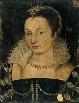Musee Carnavalet Collection: Portrait of Gabrielle d Estrees (1573-1599), ca 1590. Creator: Anonymous