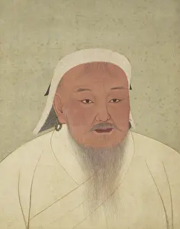 Mongolian Prints: Portrait of Genghis Khan, 14th century. Creator: Chinese Master