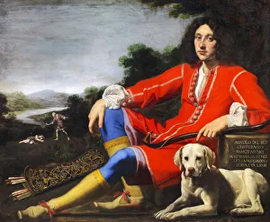 Hunt Prints: Portrait of a gentleman with labrador, First Half of 17th cen Creator: Lippi, Lorenzo