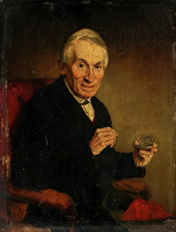 Tobacco Prints: Portrait of a Gentleman with Tobacco Tin, around 1850. Creator: Unknown