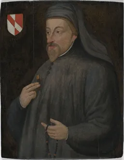 Chaucer Prints: Portrait of Geoffrey Chaucer, Early 17th cen