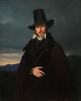 Bendz Wilhelm Prints: Portrait of the German painter Wilhelm von Kaulbach, 1832. Creator: Wilhelm Bendz