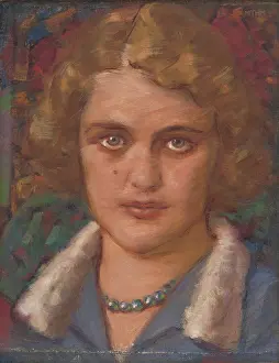 Milan Thomka Mitrovsk Prints: Portrait of a Girl with Beads, 1920-1930. Creator: Milan Thomka Mitrovsky