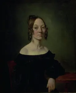 Portrait of a girl in a black dress sitting at table, 1835-1839. Creator: Wilhelm Bendz