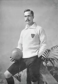 Sportswear Prints: Portrait of the goalkeeper WR Moon, 1896. Creator: Symmons & Thiele