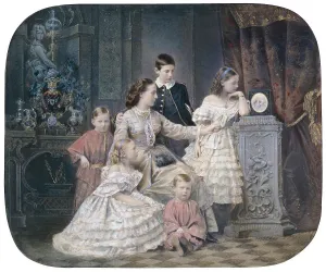 Portrait of Grand Duchess Alexandra Iosifovna of Saxe-Altenburg (1830-1911) with children