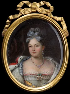 Gouache On Horn Prints: Portrait of Grand Duchess Anna Petrovna of Russia (1708-1728)