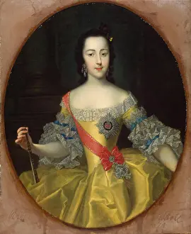 Catherine Prints: Portrait of Grand Duchess Catherine Alexeyevna, 1745. Creator: Georg Cristoph Grooth
