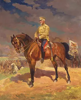 Commander Prints: Portrait of Grand Duke Nikolai Nikolayevich (the Younger) on Horseback