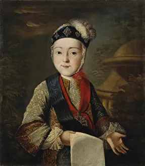 Tsar Peter Iii Prints: Portrait of Grand Duke Peter III. (1728-1762) as Child, 18th century. Artist: Anonymous