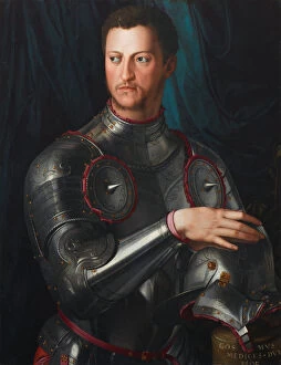 Cosimo I De Medici Collection: Portrait of Grand Duke of Tuscany Cosimo I de Medici (1519-1574) in armour, ca 1545