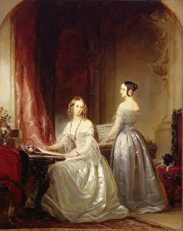 1840s Prints: Portrait of Grand Princesses Olga Nikolayevna and Alexandra Nikolayevna