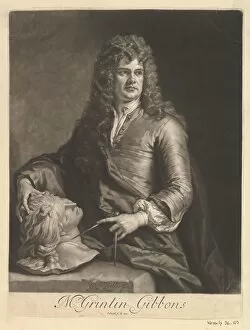 Kneller Sir Godfrey Collection: Portrait of Grinling Gibbons, 1690. Creator: John Smith