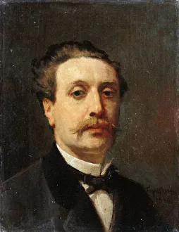 Maupassant Prints: Portrait of Guy de Maupassant. Artist: Feyen-Perrin, Francois Nicolas Auguste (1826-1888)