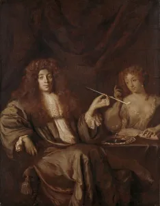 Prostitution Prints: Portrait of Hadriaan Beverland with a Prostitute, c.1676. Creator: Ary de Vois