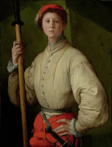 Halberd Prints: Portrait of a Halberdier (Francesco Guardi?), 1529-1530. Creator: Jacopo Pontormo
