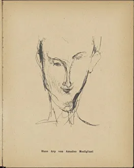 Modigliani Prints: Portrait of Hans Arp (1886-1966), 1916. Creator: Modigliani, Amedeo (1884-1920)