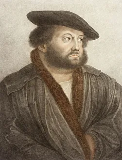 Holbein Hans I Prints: Portrait of Hans Holbein at Kensington Palace, 1798. Creator: Francesco Bartolozzi
