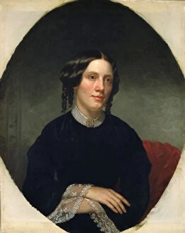 Beecher Stowe Gallery: Portrait of Harriet Beecher Stowe (1811-1896), 1853. Artist: Fisher, Alanson (1807?1884)