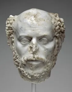Balding Prints: Portrait Head of a Balding Man, about A.D. 240. Creator: Unknown