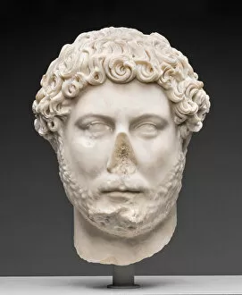 Bust Gallery: Portrait Head of Emperor Hadrian, 130-138. Creator: Unknown