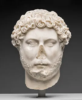 Bust Gallery: Portrait Head of Emperor Hadrian, 130-138. Creator: Unknown