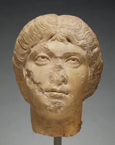 Marcus Aurelius Antoninus Prints: Portrait Head of Faustina Minor, A.D. 180-190. Creator: Unknown