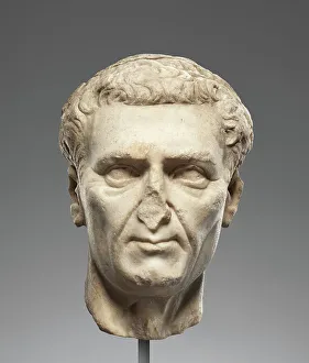 Nerva Antonine Prints: Portrait Head of Nerva, A.D. 96-98. Creator: Unknown