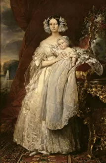 Duchess Of Orleans Gallery: Portrait of Helene of Mecklenburg-Schwerin (1814-1858), Duchess of Orleans with her